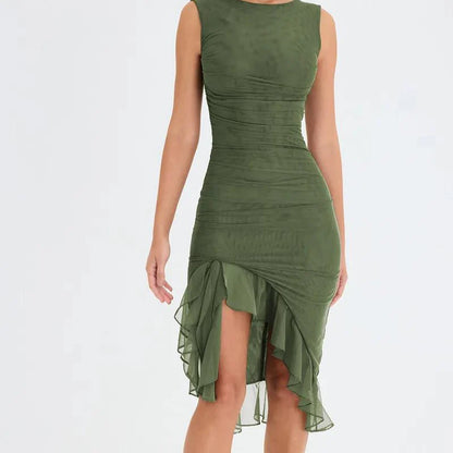 RUFFLE MIDI DRESS™ - CHIC AND CHARISMATIC