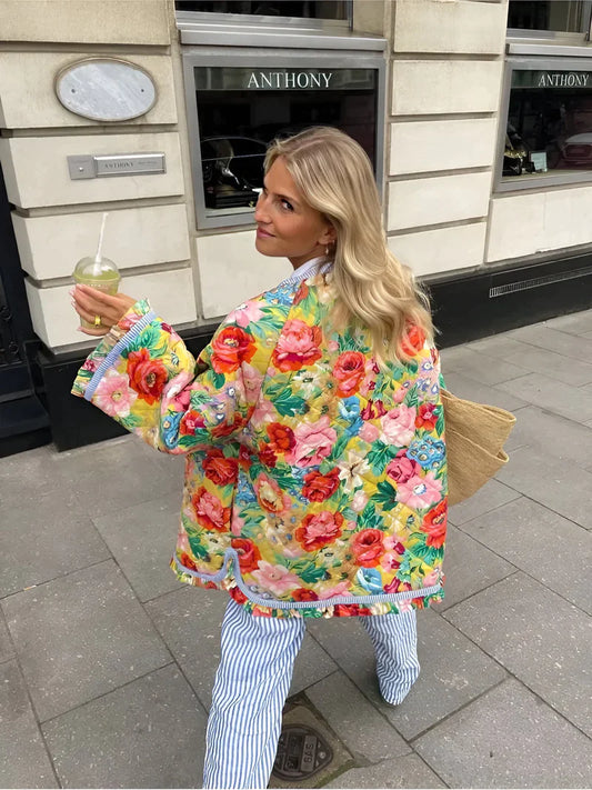 Flower Print Jacket™ - Unique Blend of Fashion & Practicality